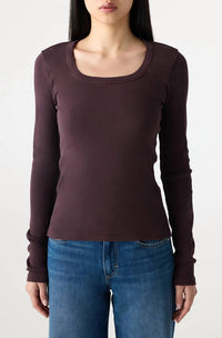 AMO Angelina Long Sleeve Top in aubergine - women's long sleeve top