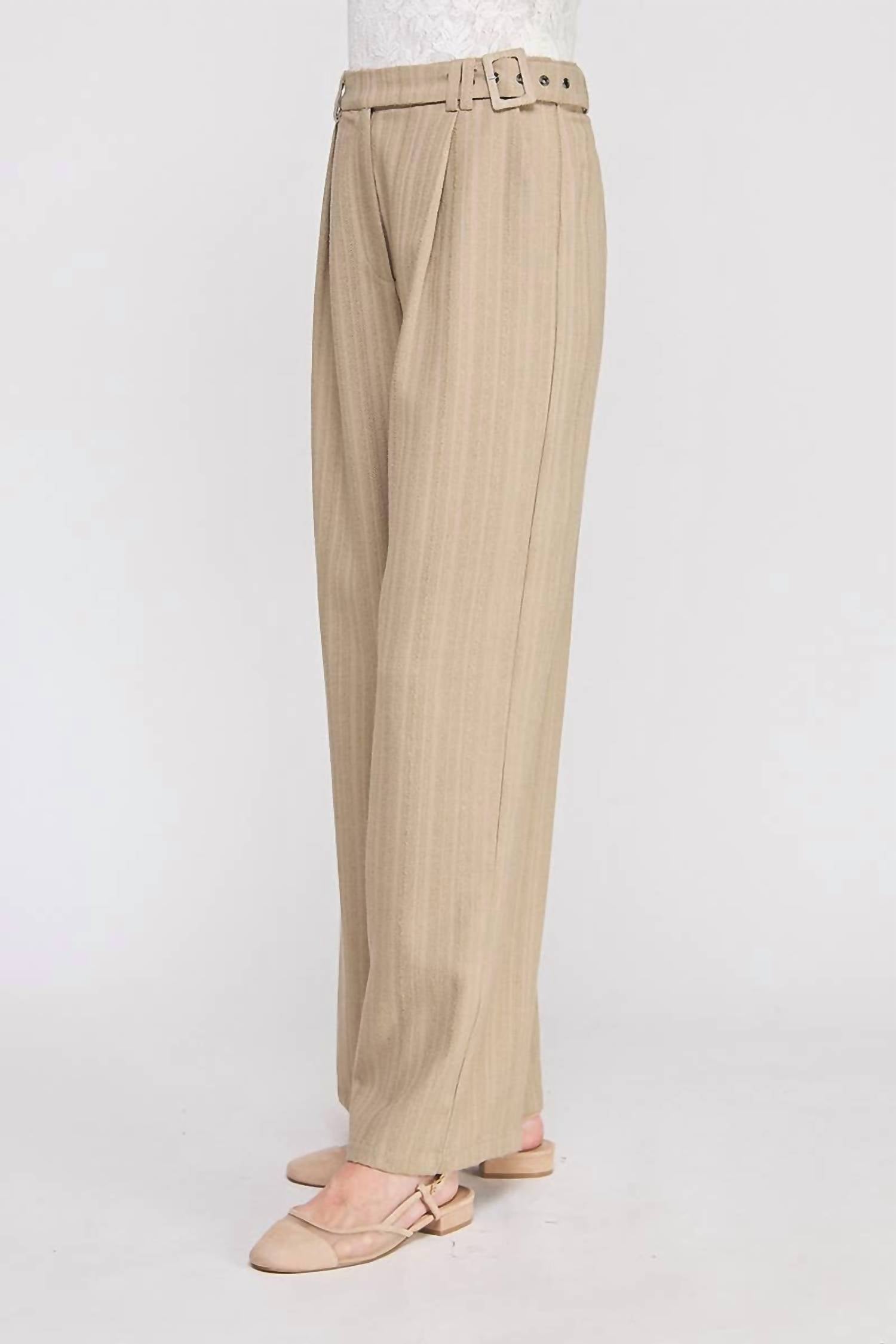 ALLIE ROSE Laura Wide Leg Pants in cafe creme - women's pants - detail view