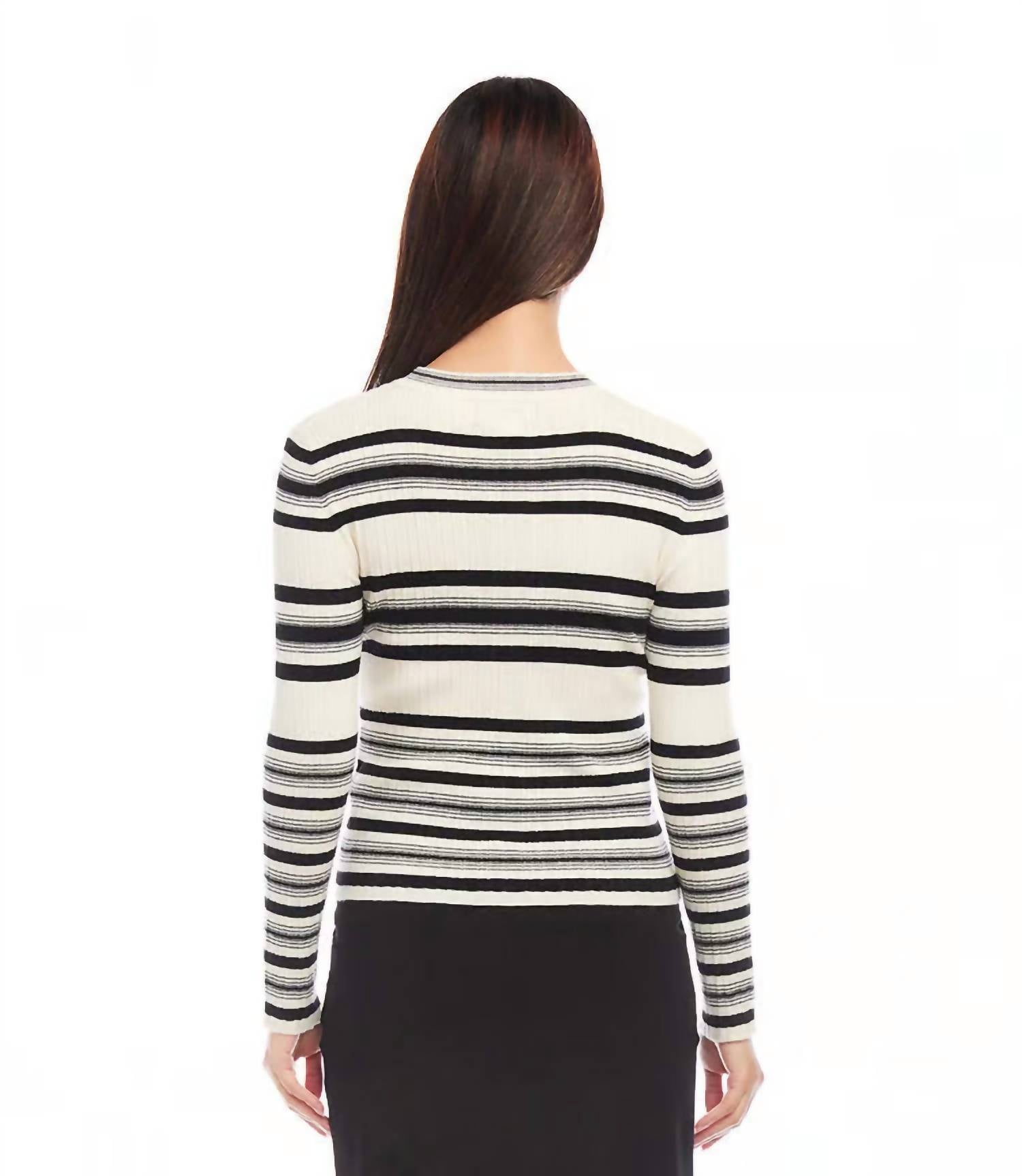 Karen Kane - Sonnet Stripe Ribbed Sweater Top