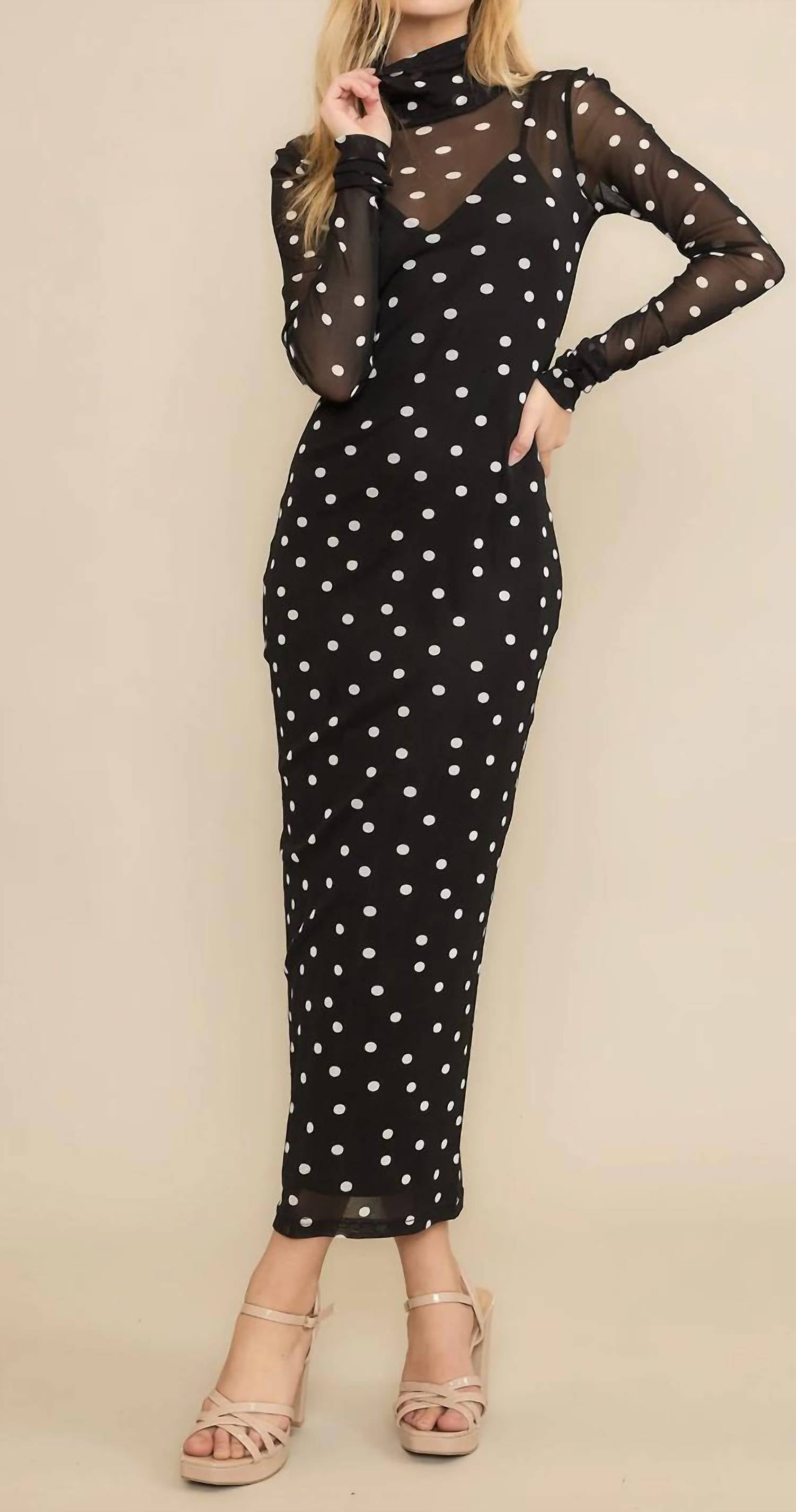 Sweet Generis - Polka Dot Mesh Maxi Dress
