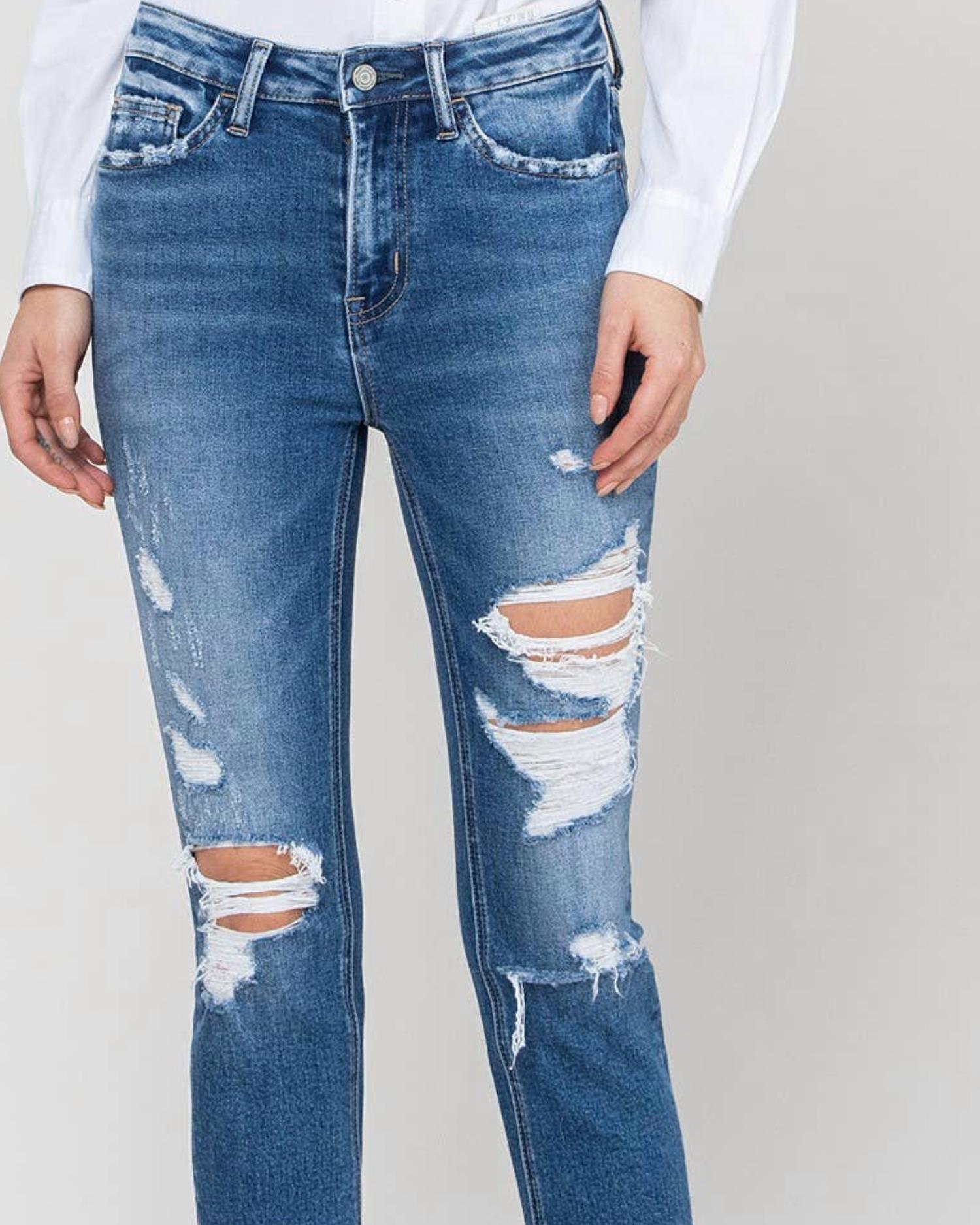 Vervet By Flying Monkey - Jackie Distressed Slim Fit Jeans