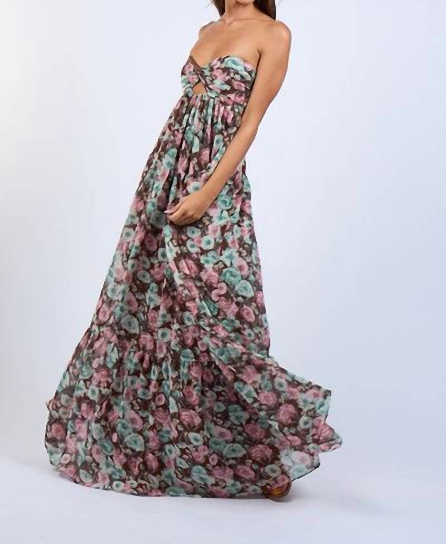 Sky To Moon - Floral Flowy Strapless Maxi Dress