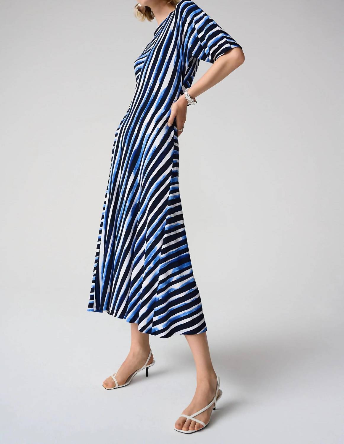 Joseph Ribkoff - Striped Midi Fit And Flare Dress