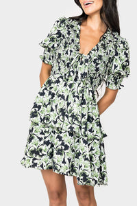 En Saison Istella Mini Dress in black moss - women's dress