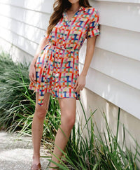BRITON COURT Elena Mini Dress in checker blue - women's dress - alternate view
