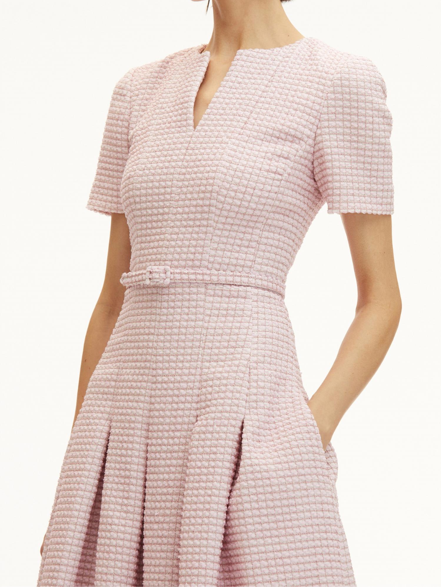 Oscar De La Renta - Lurex Check Tweed Flare Dress