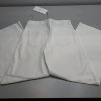 Stouls Women's Lilou High Rise Lamb Leather Wide Leg Pants in white - women's pants - detail view