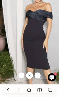 Terani Couture Off shoulder dress in black - women's dress - detail view