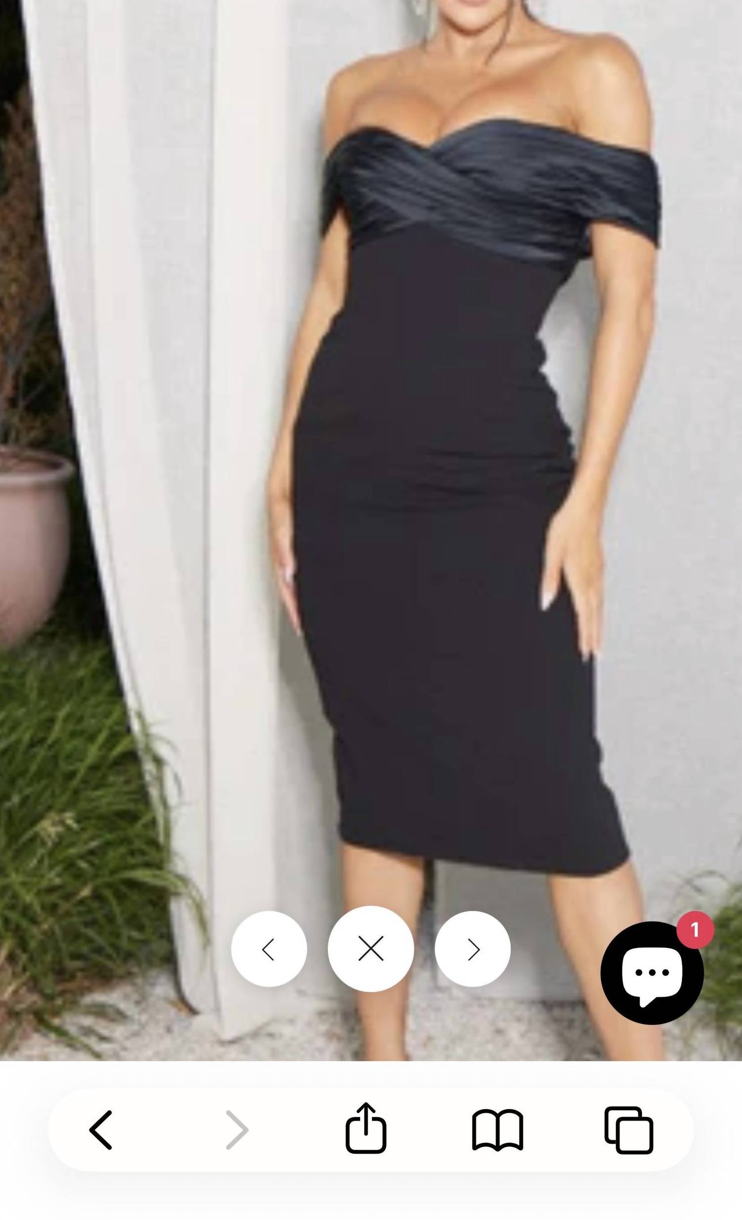 Terani Couture Off shoulder dress in black - women's dress - detail view