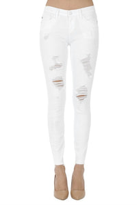Judy Blue Bootyful Destroyed Skinny Jean - Plus in white - women's jeans