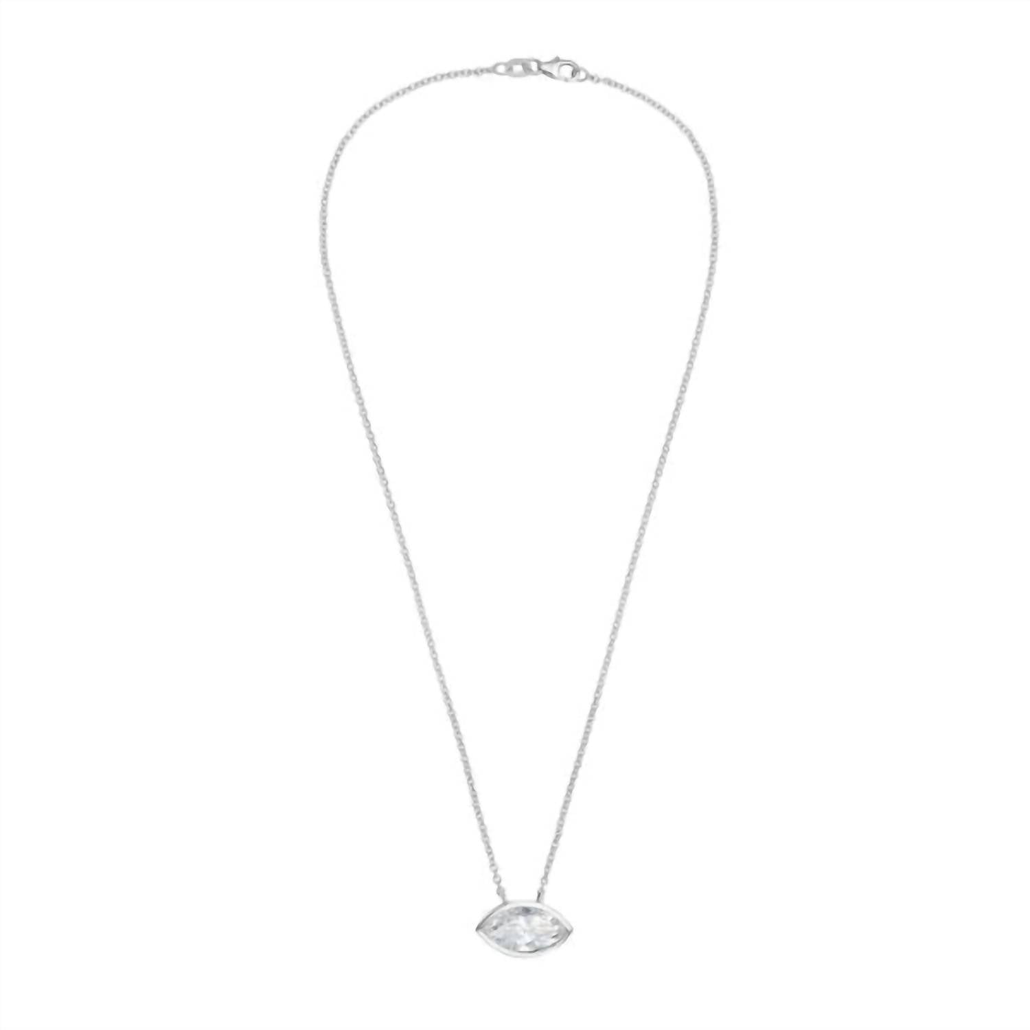 Diana M Jewels - Women's East West Marquise Bezel Lab-grown Diamond Pendant Necklace (3.00 Ctw)