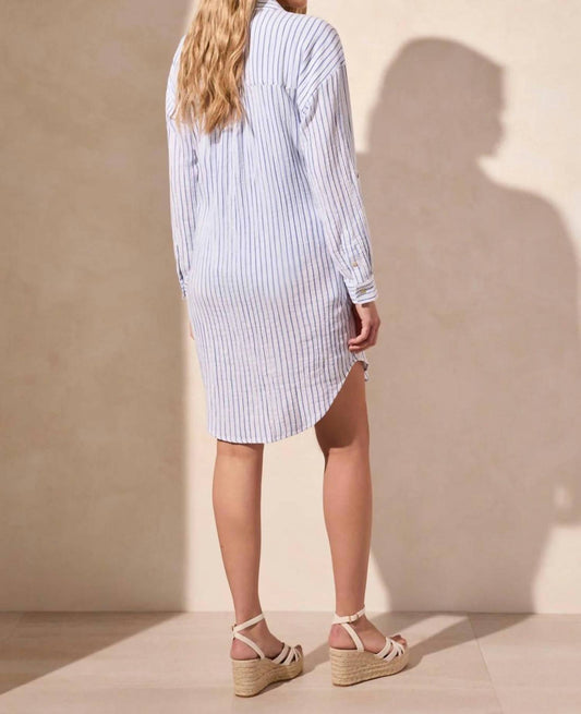 Tribal - Rolled Sleeve Button Front Shirt Dress