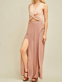 Entro - Solid Slit Maxi Pants