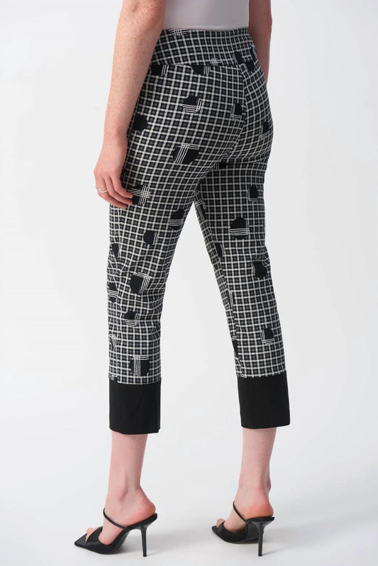 Joseph Ribkoff - Plaid And Dot Print Cropped Pants