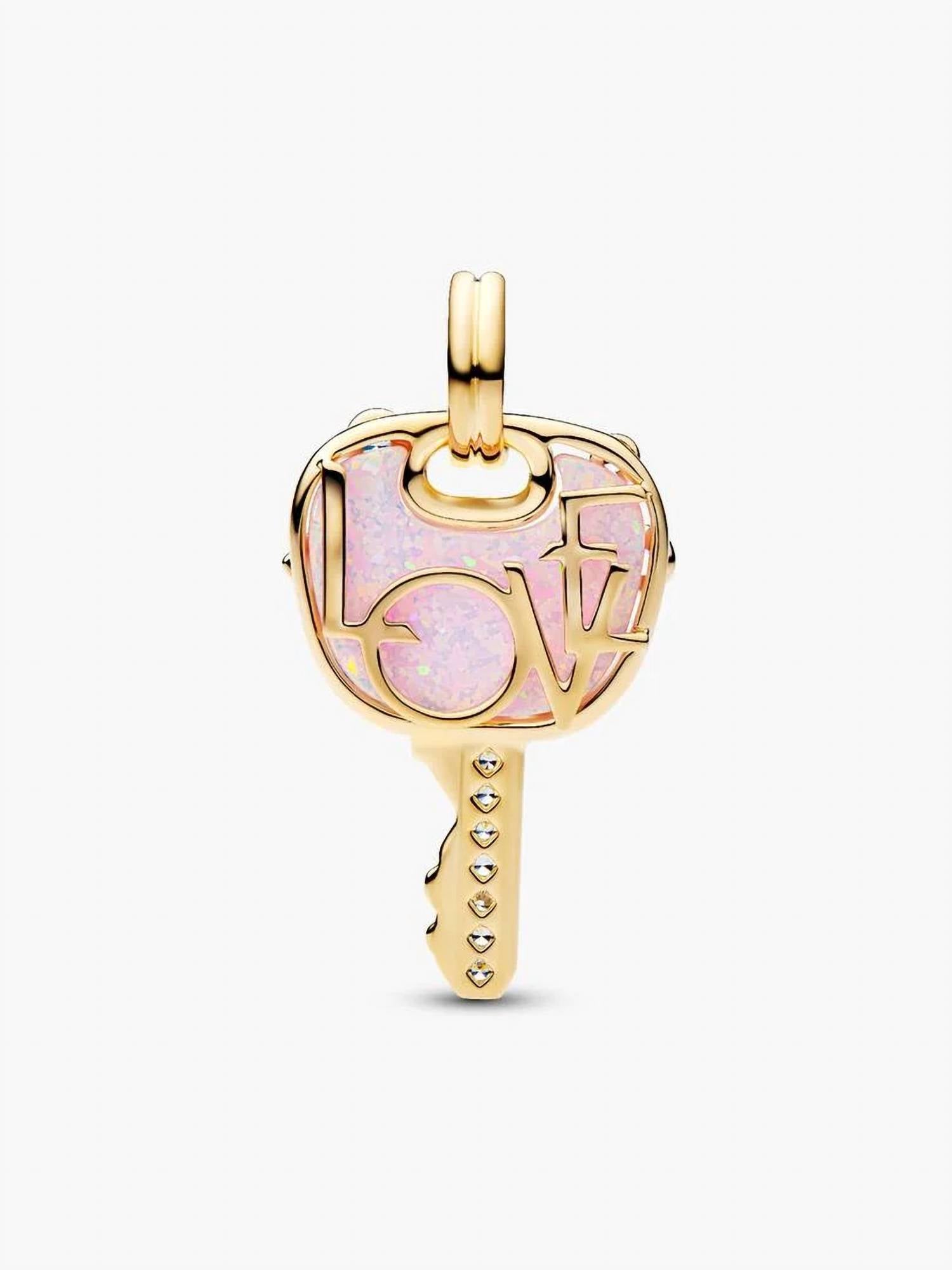 Pandora Love Key Large Dangle Charm in gold - women's jewelry - alternate view