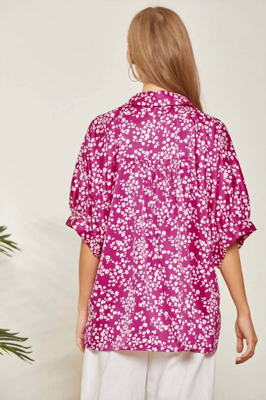Andree By Unit - Floral Print With Drop Puff Sleeve Blouse