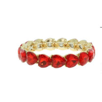 Something Special LA Women's Heart Cut Crystal Stretch Bracelet in red - women's jewelry - detail view