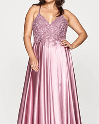 FAVIANA Lace Bodice A-line Gown in mauve - women's dress - alternate view