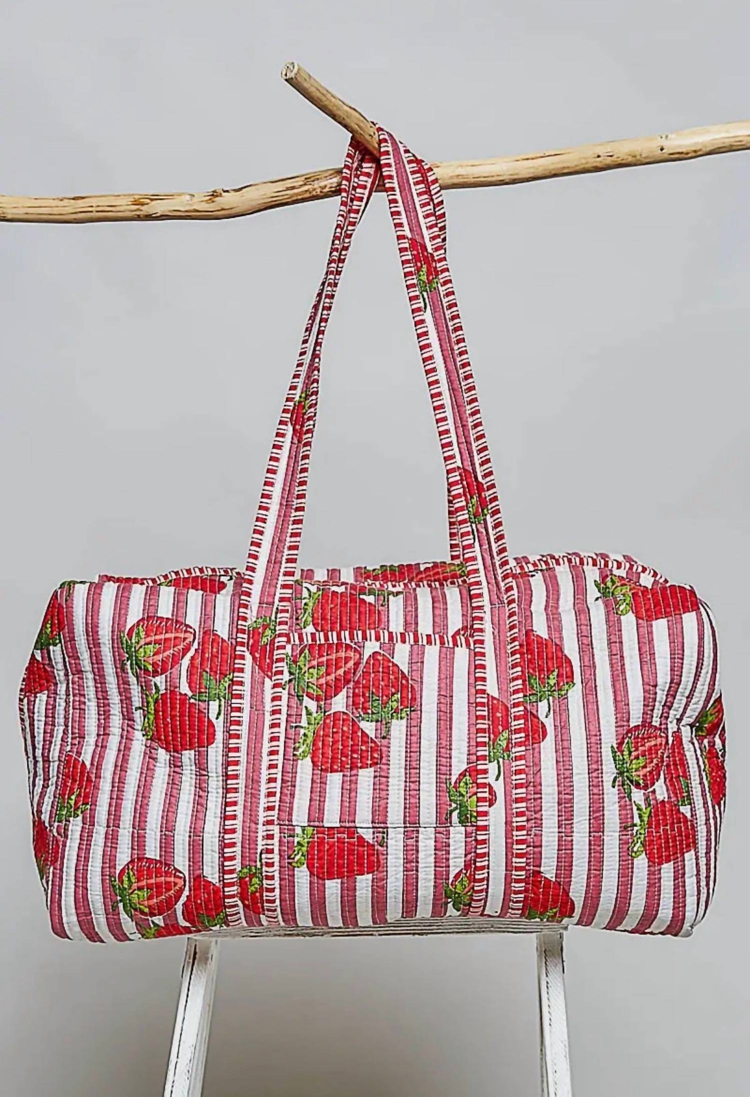 Pol - Women's Strawberry Quilted Weekender Bag