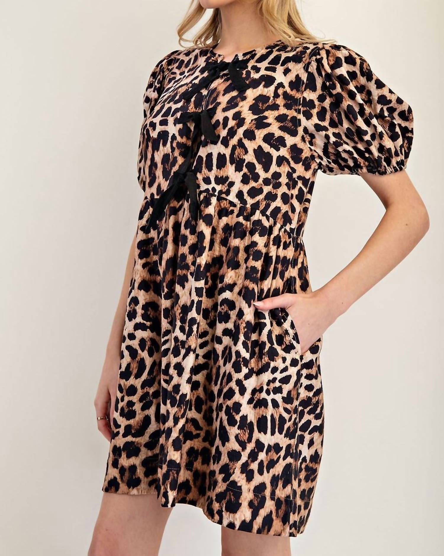 Ee:Some - Ribbon Tie Front Mini Dress