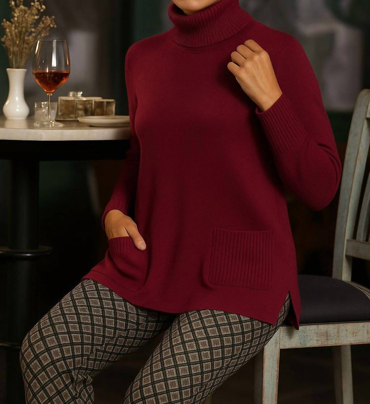 J'Envie/Eli The Prague Pullover in sangria - women's sweater - view 4
