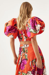 Aje. MARCEL PUFF SLEEVE TOP in orange - women's shirt - view 4
