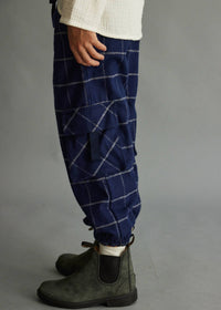 Cozmo Kid's Tobias Plaid Flannel Pants in navy - kids' joggers - alternate view