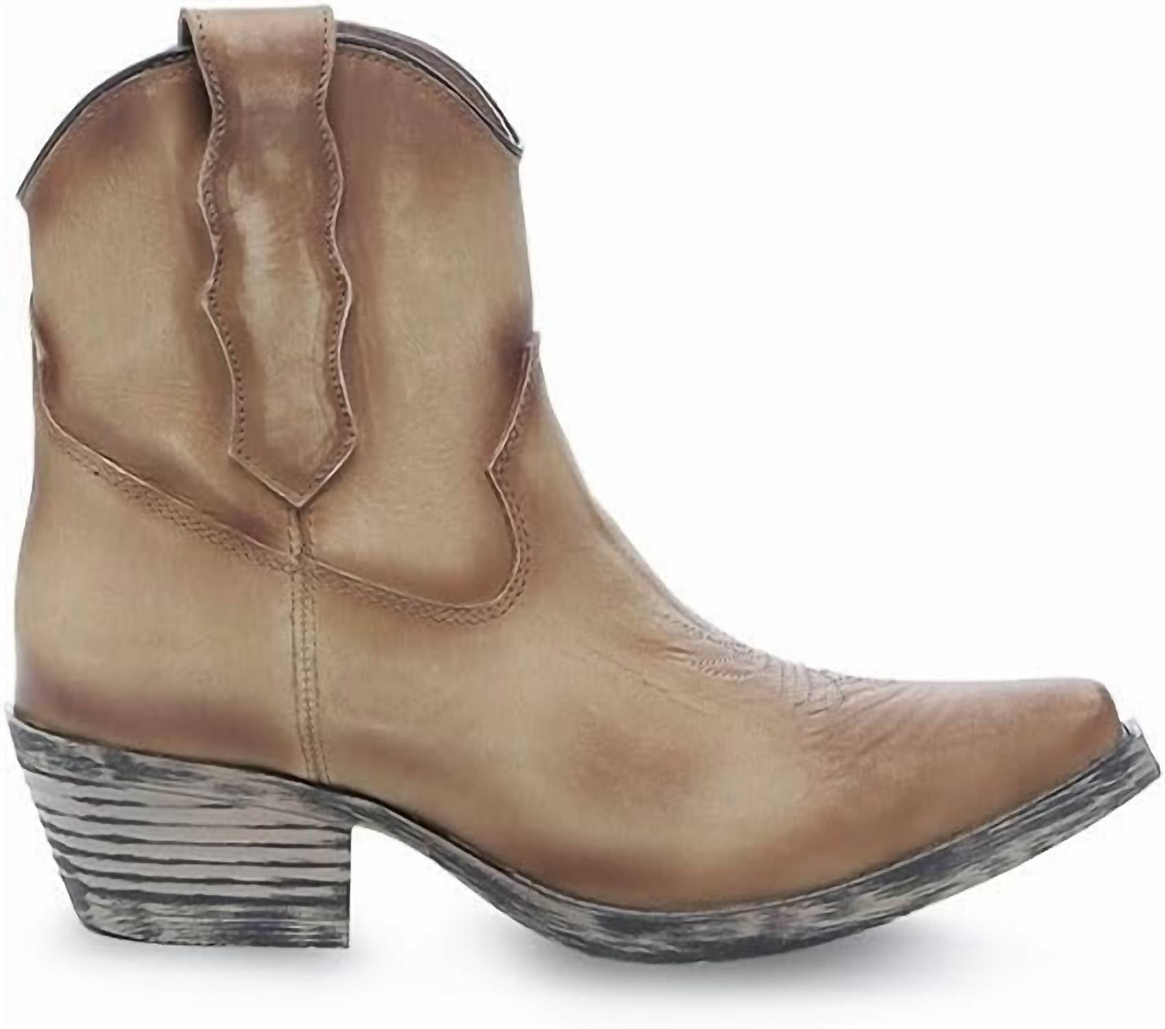 Corral Women's Burnished Short Zip Cowgirl Boot in distressed almond - women's shoe