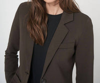 REPEAT cashmere Lady's Knit Blazer in dark brown - women's jacket - alternate view