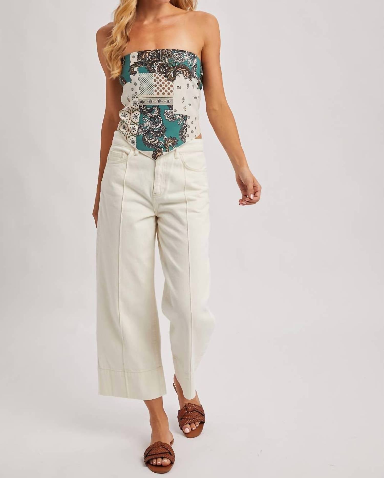 Bluivy - Women's Paisley Crossover Halter Neck Bandeau Top