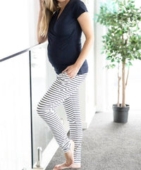 Angel Maternity - Nursing Top + Striped Pants Set