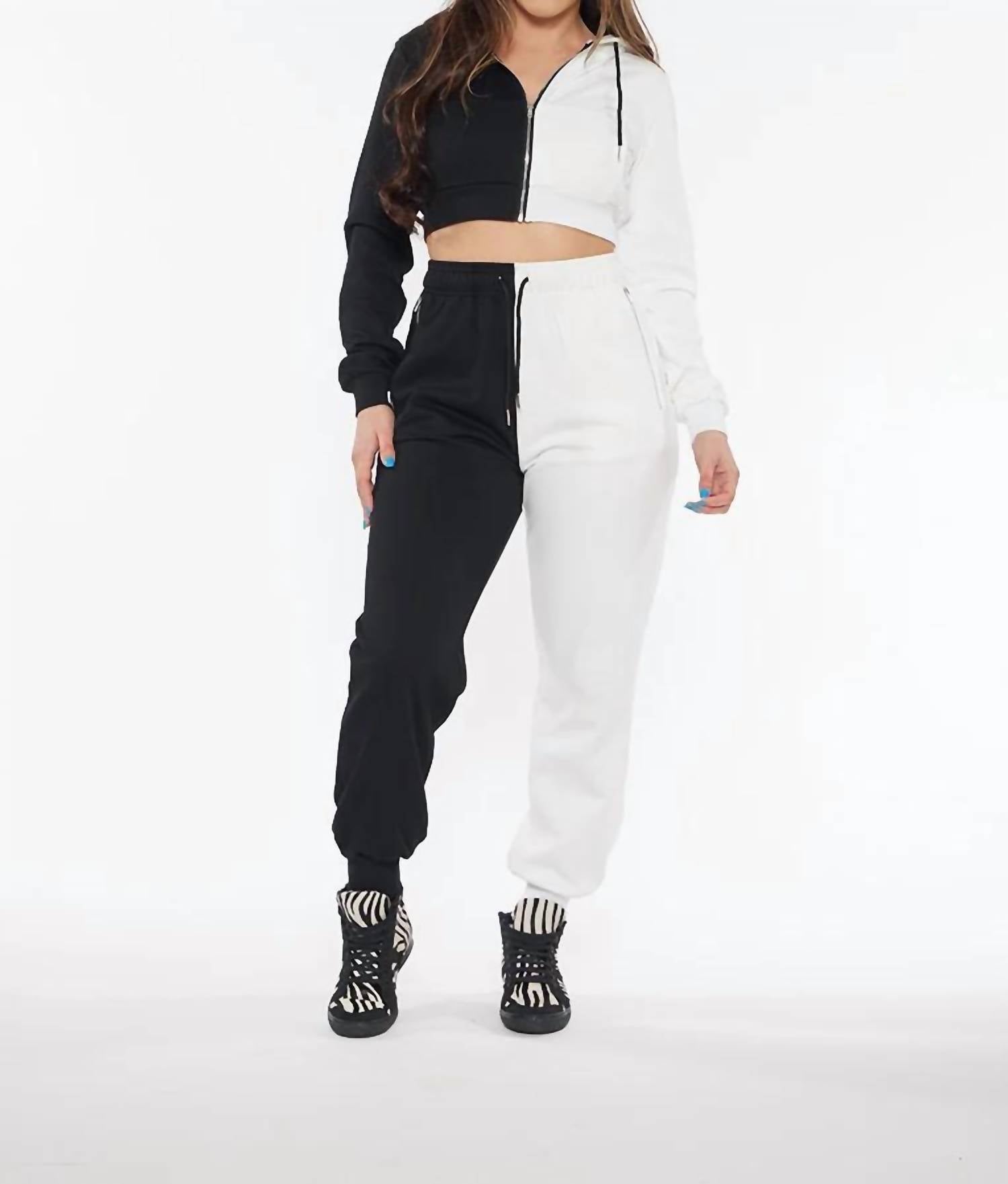 Circular Path - Two Tone Crop Hoodie