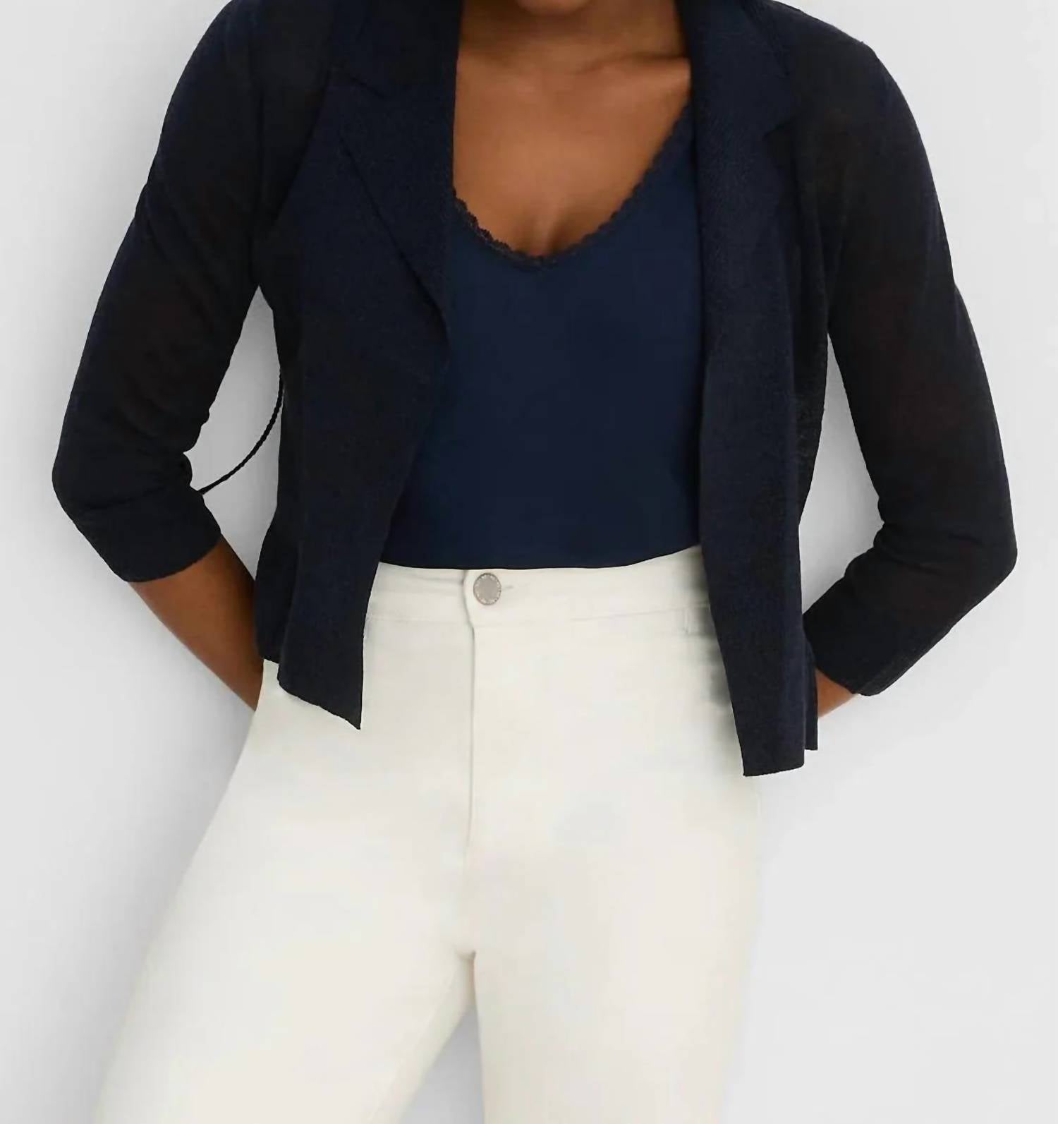 Nic + Zoe - Feathered Knit Collared Cardigan