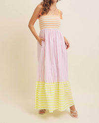 In February - Stripe Smocked Maxi Dress