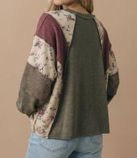 Haptics - Floral Color Block Knit Top