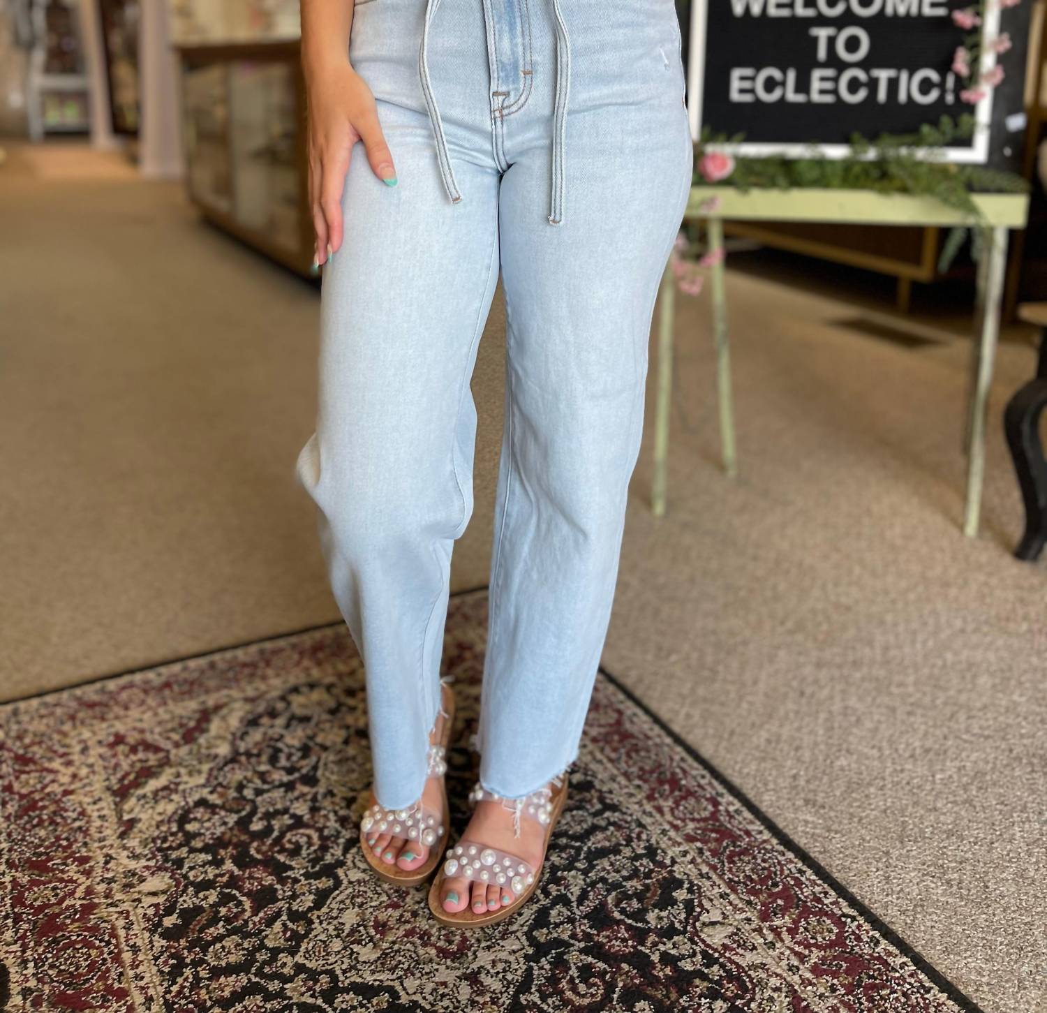 Hidden - Jeans Ella High Rise Tie Detail Straight Leg