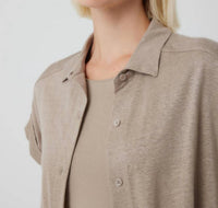Majestic Filatures - Stretch Linen Short Sleeve Shirt With Rolled Cuff