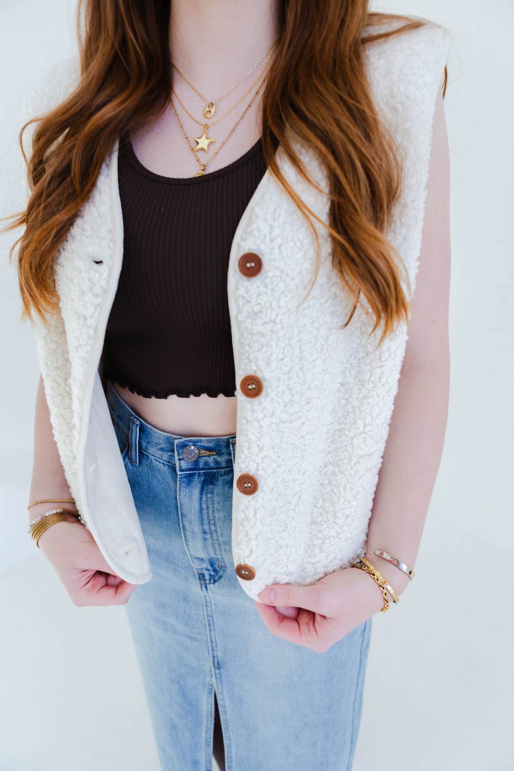 By Together - Women's Sherpa Button Vest