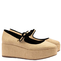 Larroude Women's Blair Flatform in beige - women's shoe