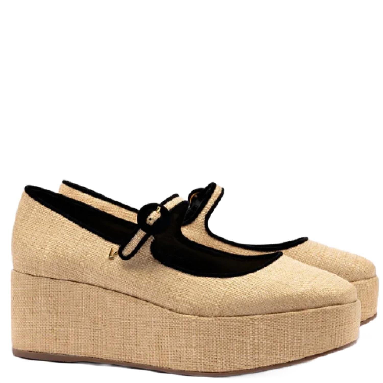 Larroude Women's Blair Flatform in beige - women's shoe