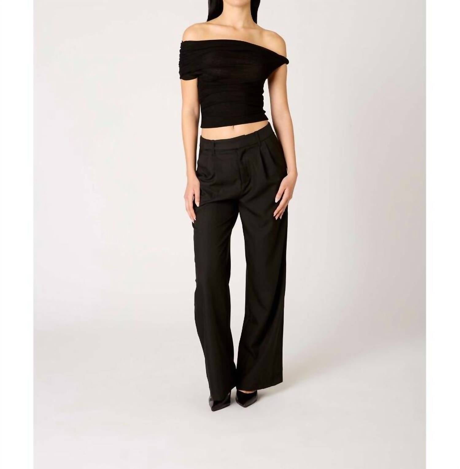 NIA Zephrya One-shoulder Neckline Top in black - women's shirt - view 4