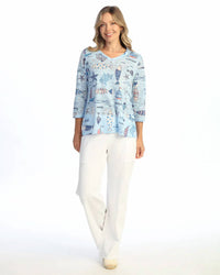 Jess & Jane - Burnout V-neck Top