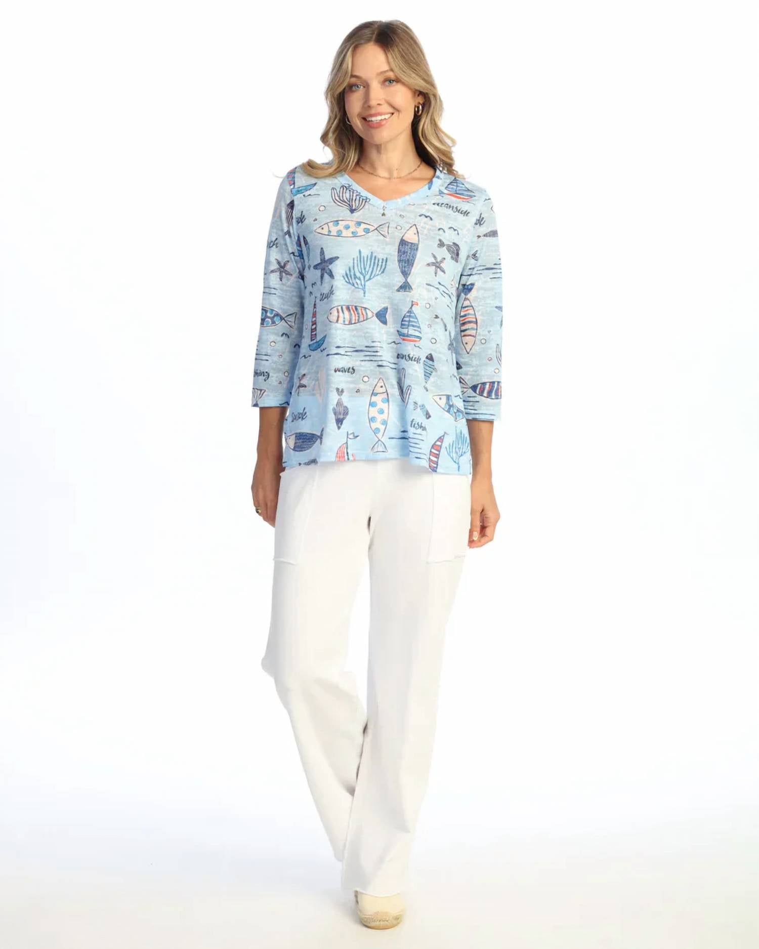 Jess & Jane - Burnout V-neck Top
