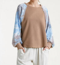 Umgee - Waffle Knit Tie Dye Top