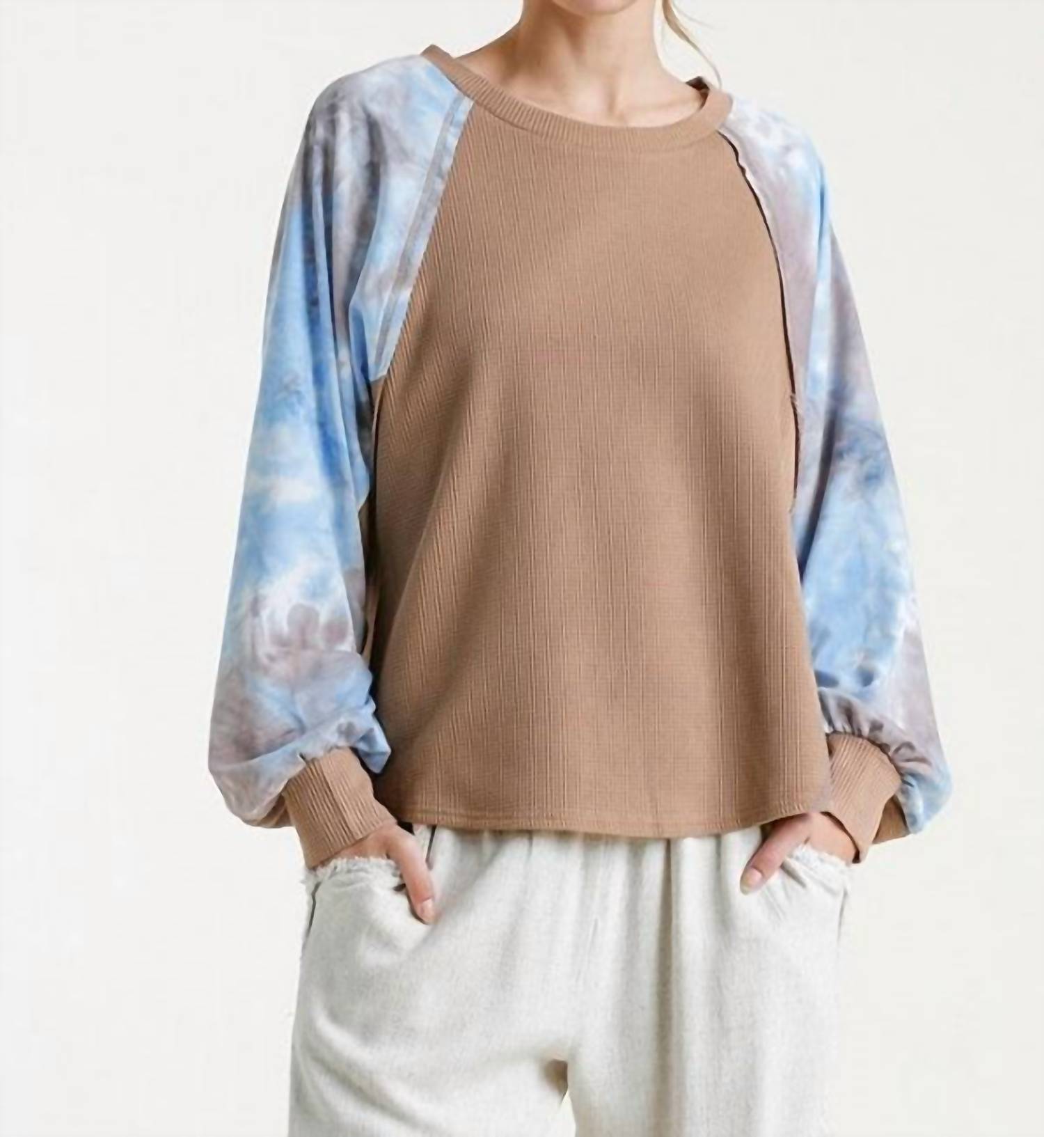 Umgee - Waffle Knit Tie Dye Top