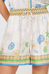 Current Air - Arleen Bordered Coastal Print Shorts