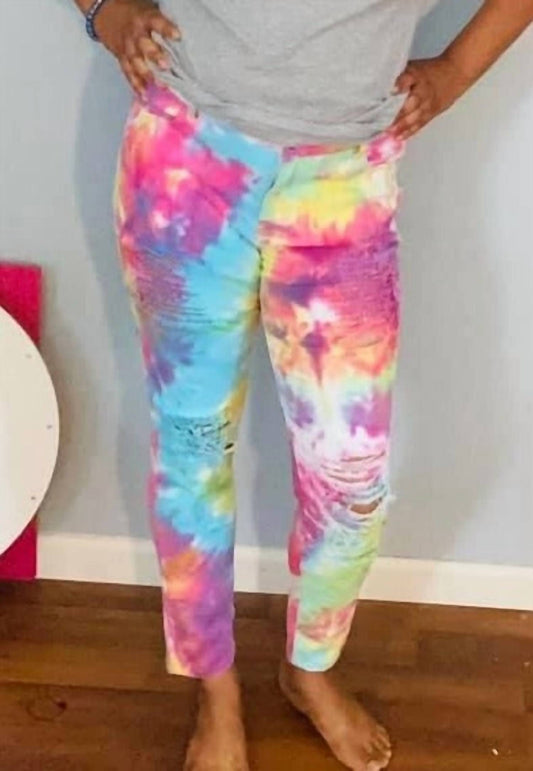 Shirley Stone - Tie Dye Distressed Skinny Jeans