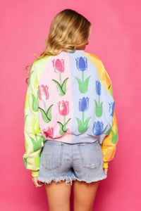 Queen Of Sparkles - Colorblock Tulip Sweatshirt