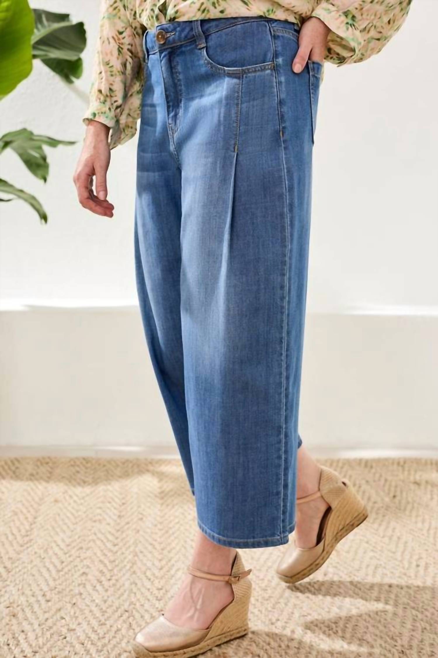 Tribal - AUDREY PLEATED CROP WIDE JEANS