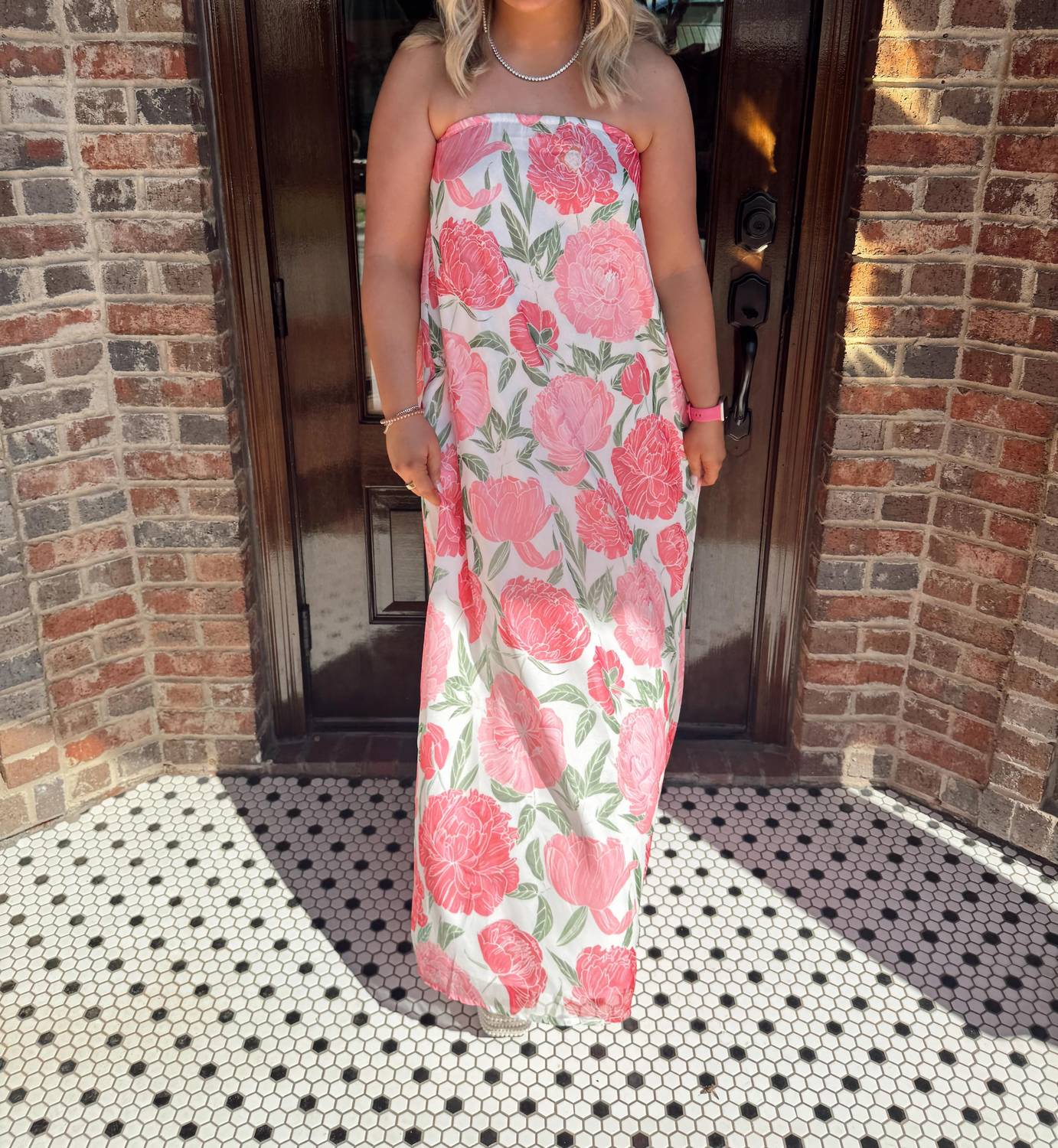 Tcec - Strapless Floral Maxi Dress